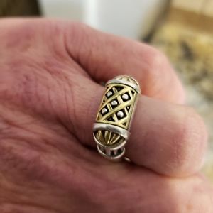 Lagos Caviar 18K Gold & Sterling Ring size seven